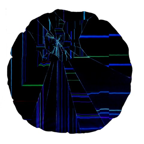 Screen Glitch Broken  Crack  Fracture  Glass Pattern Large 18  Premium Round Cushions from ArtsNow.com Front