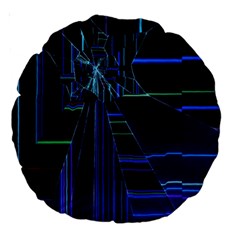 Screen Glitch Broken  Crack  Fracture  Glass Pattern Large 18  Premium Round Cushions from ArtsNow.com Back