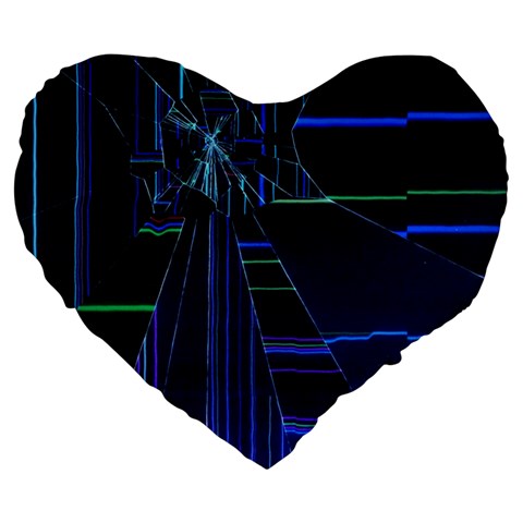 Screen Glitch Broken  Crack  Fracture  Glass Pattern Large 19  Premium Heart Shape Cushions from ArtsNow.com Front