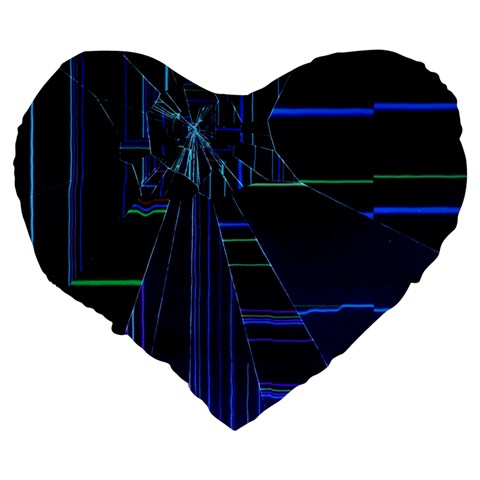 Screen Glitch Broken  Crack  Fracture  Glass Pattern Large 19  Premium Heart Shape Cushions from ArtsNow.com Back