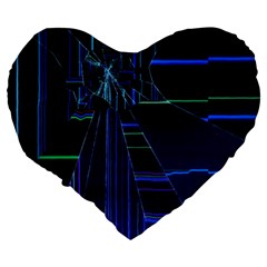 Screen Glitch Broken  Crack  Fracture  Glass Pattern Large 19  Premium Heart Shape Cushions from ArtsNow.com Back
