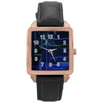 Screen Glitch Broken  Crack  Fracture  Glass Pattern Rose Gold Leather Watch 