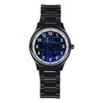 Screen Glitch Broken  Crack  Fracture  Glass Pattern Stainless Steel Round Watch