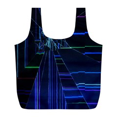 Screen Glitch Broken  Crack  Fracture  Glass Pattern Full Print Recycle Bag (L) from ArtsNow.com Back