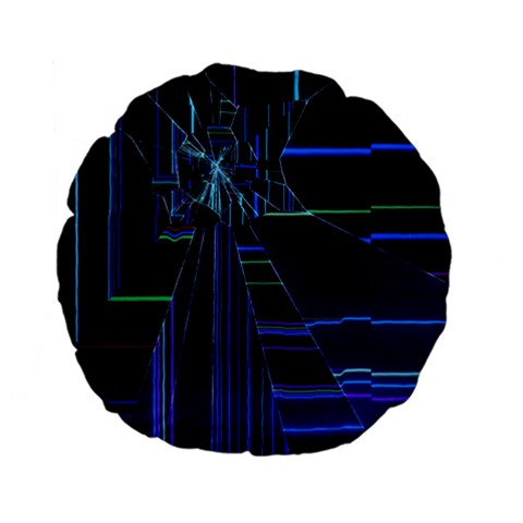 Screen Glitch Broken  Crack  Fracture  Glass Pattern Standard 15  Premium Flano Round Cushions from ArtsNow.com Back