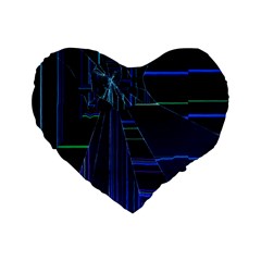 Screen Glitch Broken  Crack  Fracture  Glass Pattern Standard 16  Premium Flano Heart Shape Cushions from ArtsNow.com Front