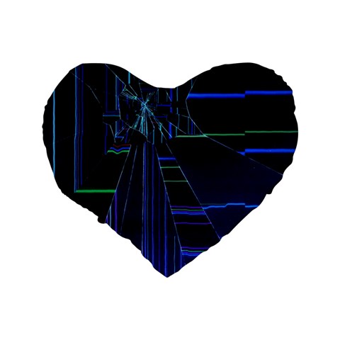 Screen Glitch Broken  Crack  Fracture  Glass Pattern Standard 16  Premium Flano Heart Shape Cushions from ArtsNow.com Back
