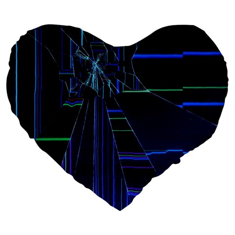 Screen Glitch Broken  Crack  Fracture  Glass Pattern Large 19  Premium Flano Heart Shape Cushions from ArtsNow.com Front