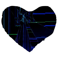 Screen Glitch Broken  Crack  Fracture  Glass Pattern Large 19  Premium Flano Heart Shape Cushions from ArtsNow.com Front