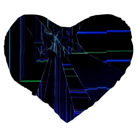 Screen Glitch Broken  Crack  Fracture  Glass Pattern Large 19  Premium Flano Heart Shape Cushions from ArtsNow.com Back