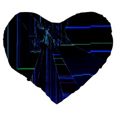 Screen Glitch Broken  Crack  Fracture  Glass Pattern Large 19  Premium Flano Heart Shape Cushions from ArtsNow.com Back
