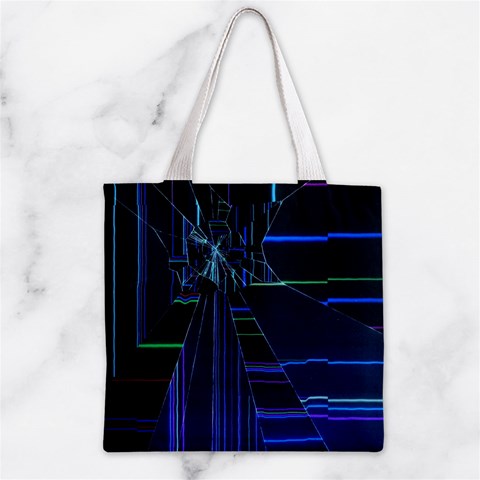Screen Glitch Broken  Crack  Fracture  Glass Pattern Zipper Grocery Tote Bag from ArtsNow.com Front