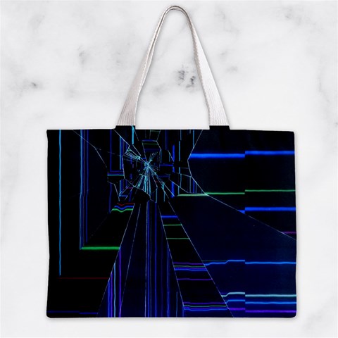 Screen Glitch Broken  Crack  Fracture  Glass Pattern Zipper Mini Tote Bag from ArtsNow.com Back