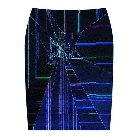 Screen Glitch Broken  Crack  Fracture  Glass Pattern Midi Wrap Pencil Skirt from ArtsNow.com Back