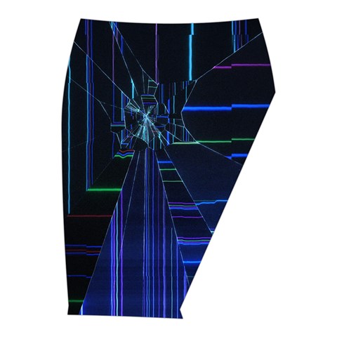 Screen Glitch Broken  Crack  Fracture  Glass Pattern Midi Wrap Pencil Skirt from ArtsNow.com  Front Right 
