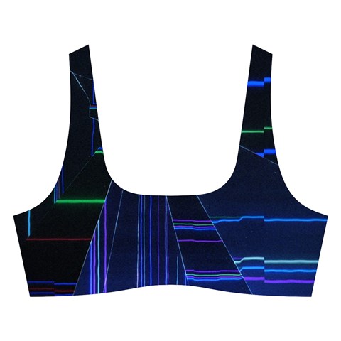 Screen Glitch Broken  Crack  Fracture  Glass Pattern Cross Back Hipster Bikini Set from ArtsNow.com Front