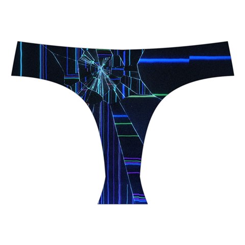Screen Glitch Broken  Crack  Fracture  Glass Pattern Cross Back Hipster Bikini Set from ArtsNow.com Front Under