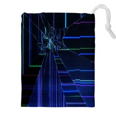 Screen Glitch Broken  Crack  Fracture  Glass Pattern Drawstring Pouch (5XL) from ArtsNow.com Front