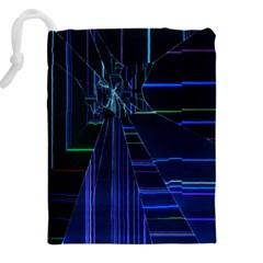 Screen Glitch Broken  Crack  Fracture  Glass Pattern Drawstring Pouch (5XL) from ArtsNow.com Back