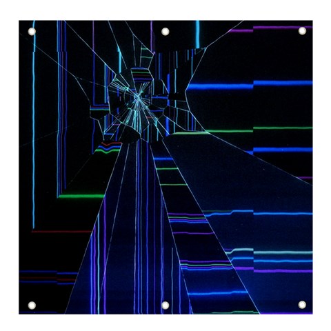 Screen Glitch Broken  Crack  Fracture  Glass Pattern Banner and Sign 4  x 4  from ArtsNow.com Front