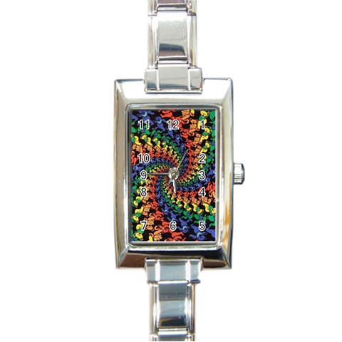 Deadhead Bears Band  Colorsdead Head Grateful Dead Pattern Rectangle Italian Charm Watch from ArtsNow.com Front