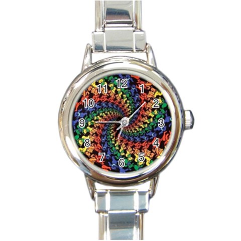 Deadhead Bears Band  Colorsdead Head Grateful Dead Pattern Round Italian Charm Watch from ArtsNow.com Front
