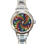 Deadhead Bears Band  Colorsdead Head Grateful Dead Pattern Round Italian Charm Watch