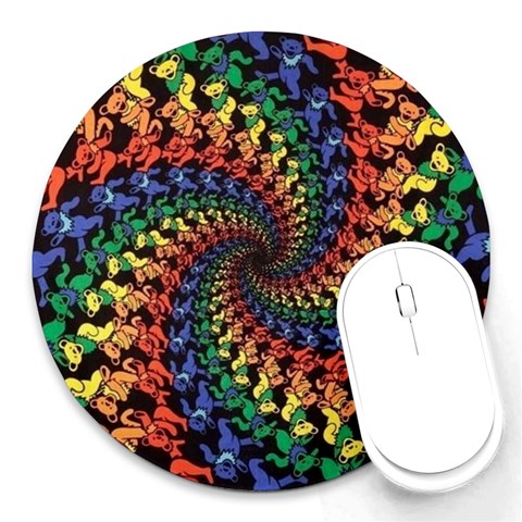 Deadhead Bears Band  Colorsdead Head Grateful Dead Pattern Round Mousepad from ArtsNow.com Front