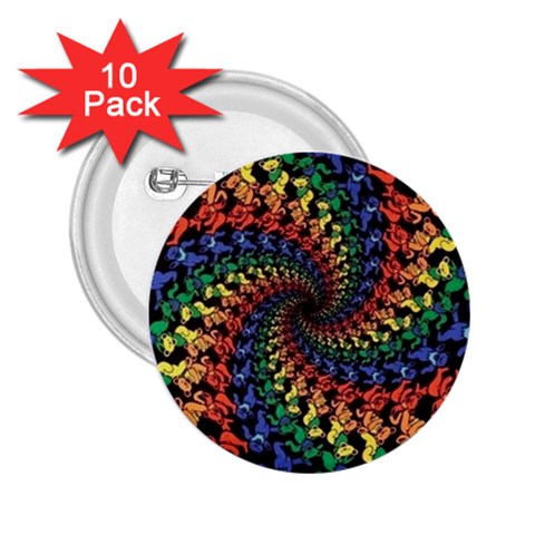 Deadhead Bears Band  Colorsdead Head Grateful Dead Pattern 2.25  Buttons (10 pack)  from ArtsNow.com Front