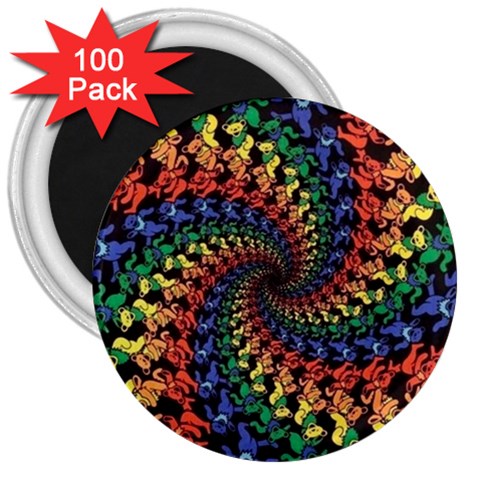 Deadhead Bears Band  Colorsdead Head Grateful Dead Pattern 3  Magnets (100 pack) from ArtsNow.com Front