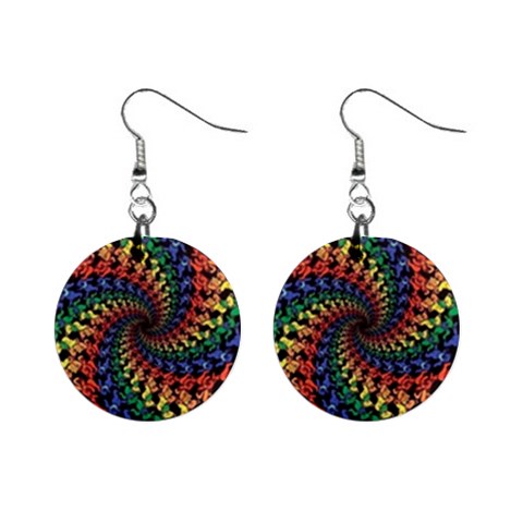 Deadhead Bears Band  Colorsdead Head Grateful Dead Pattern Mini Button Earrings from ArtsNow.com Front
