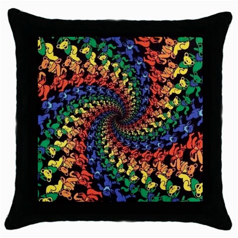 Deadhead Bears Band  Colorsdead Head Grateful Dead Pattern Throw Pillow Case (Black) from ArtsNow.com Front
