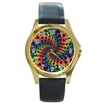 Deadhead Bears Band  Colorsdead Head Grateful Dead Pattern Round Gold Metal Watch