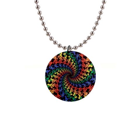 Deadhead Bears Band  Colorsdead Head Grateful Dead Pattern 1  Button Necklace from ArtsNow.com Front