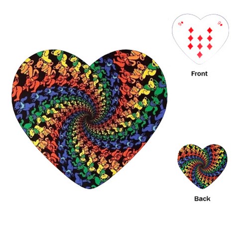 Deadhead Bears Band  Colorsdead Head Grateful Dead Pattern Playing Cards Single Design (Heart) from ArtsNow.com Front