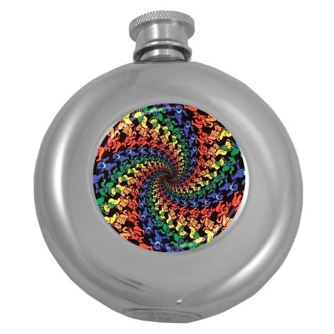 Deadhead Bears Band  Colorsdead Head Grateful Dead Pattern Round Hip Flask (5 oz) from ArtsNow.com Front