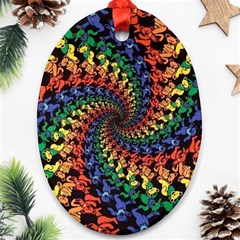 Deadhead Bears Band  Colorsdead Head Grateful Dead Pattern Oval Ornament (Two Sides) from ArtsNow.com Front