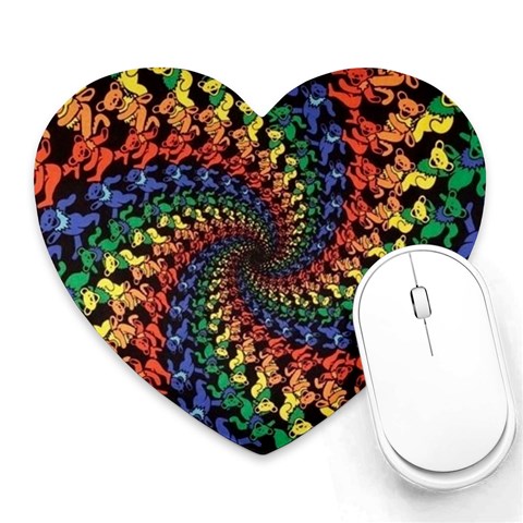 Deadhead Bears Band  Colorsdead Head Grateful Dead Pattern Heart Mousepad from ArtsNow.com Front