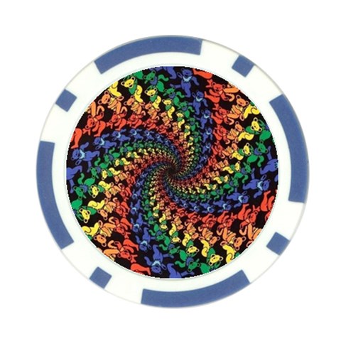 Deadhead Bears Band  Colorsdead Head Grateful Dead Pattern Poker Chip Card Guard (10 pack) from ArtsNow.com Front