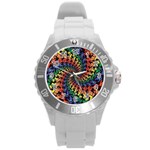 Deadhead Bears Band  Colorsdead Head Grateful Dead Pattern Round Plastic Sport Watch (L)