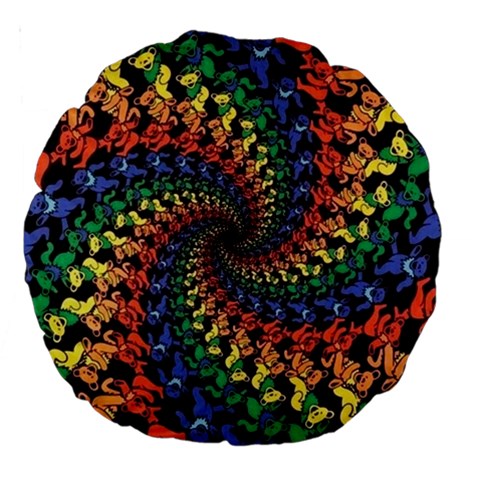 Deadhead Bears Band  Colorsdead Head Grateful Dead Pattern Large 18  Premium Round Cushions from ArtsNow.com Back