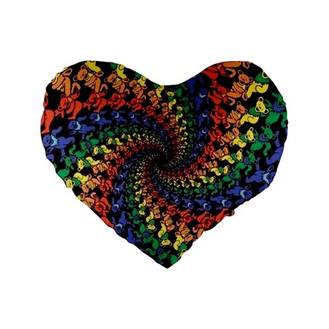 Deadhead Bears Band  Colorsdead Head Grateful Dead Pattern Standard 16  Premium Heart Shape Cushions from ArtsNow.com Front