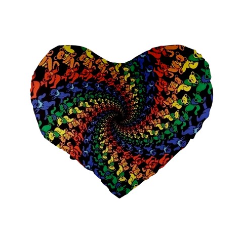 Deadhead Bears Band  Colorsdead Head Grateful Dead Pattern Standard 16  Premium Heart Shape Cushions from ArtsNow.com Back