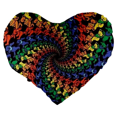 Deadhead Bears Band  Colorsdead Head Grateful Dead Pattern Large 19  Premium Heart Shape Cushions from ArtsNow.com Back