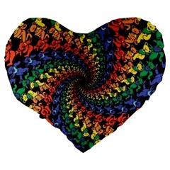 Deadhead Bears Band  Colorsdead Head Grateful Dead Pattern Large 19  Premium Heart Shape Cushions from ArtsNow.com Back
