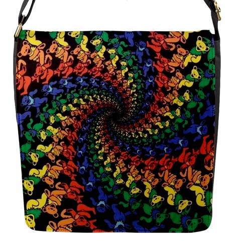 Deadhead Bears Band  Colorsdead Head Grateful Dead Pattern Flap Closure Messenger Bag (S) from ArtsNow.com Front