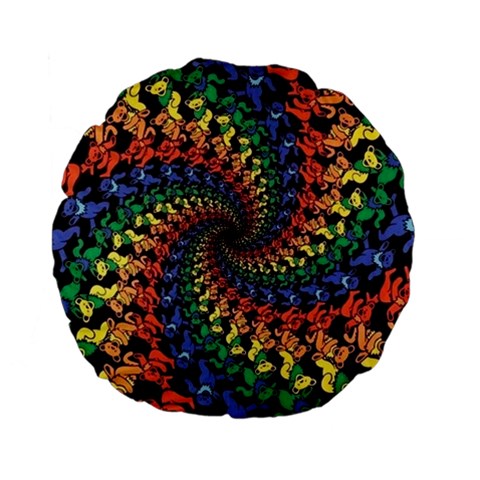 Deadhead Bears Band  Colorsdead Head Grateful Dead Pattern Standard 15  Premium Flano Round Cushions from ArtsNow.com Front