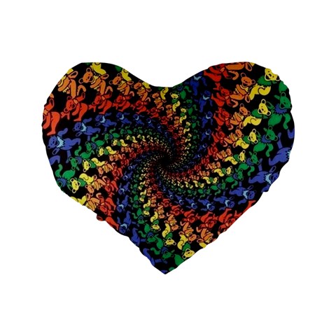 Deadhead Bears Band  Colorsdead Head Grateful Dead Pattern Standard 16  Premium Flano Heart Shape Cushions from ArtsNow.com Back