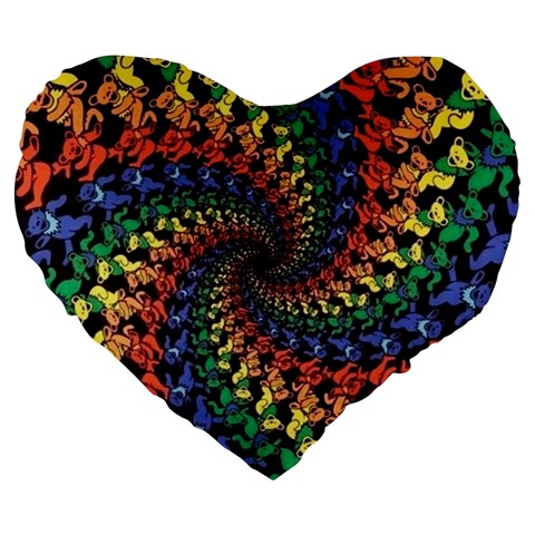 Deadhead Bears Band  Colorsdead Head Grateful Dead Pattern Large 19  Premium Flano Heart Shape Cushions from ArtsNow.com Front