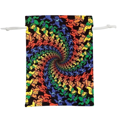 Deadhead Bears Band  Colorsdead Head Grateful Dead Pattern Lightweight Drawstring Pouch (XL) from ArtsNow.com Front